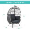 imageBest Choice Products Wicker Egg Chair Oversized Indoor Outdoor Lounger for Patio Backyard Living Room w 4 Cushions Steel Frame 440lb Capacity  IvoryGrayCharcoal