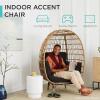 imageBest Choice Products Wicker Egg Chair Oversized Indoor Outdoor Lounger for Patio Backyard Living Room w 4 Cushions Steel Frame 440lb Capacity  IvoryGrayHeather Gray