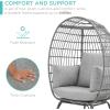 imageBest Choice Products Wicker Egg Chair Oversized Indoor Outdoor Lounger for Patio Backyard Living Room w 4 Cushions Steel Frame 440lb Capacity  IvoryGrayHeather Gray