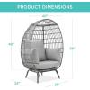 imageBest Choice Products Wicker Egg Chair Oversized Indoor Outdoor Lounger for Patio Backyard Living Room w 4 Cushions Steel Frame 440lb Capacity  IvoryGrayHeather Gray