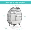 imageBest Choice Products Wicker Egg Chair Oversized Indoor Outdoor Lounger for Patio Backyard Living Room w 4 Cushions Steel Frame 440lb Capacity  IvoryGrayWhite Sand