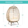 imageBest Choice Products Wicker Egg Chair Oversized Indoor Outdoor Lounger for Patio Backyard Living Room w 4 Cushions Steel Frame 440lb Capacity  IvoryIvory