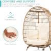 imageBest Choice Products Wicker Egg Chair Oversized Indoor Outdoor Lounger for Patio Backyard Living Room w 4 Cushions Steel Frame 440lb Capacity  IvoryIvory