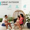 imageBest Choice Products Wicker Egg Chair Oversized Indoor Outdoor Lounger for Patio Backyard Living Room w 4 Cushions Steel Frame 440lb Capacity  IvoryNavy