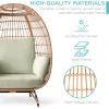 imageBest Choice Products Wicker Egg Chair Oversized Indoor Outdoor Lounger for Patio Backyard Living Room w 4 Cushions Steel Frame 440lb Capacity  IvorySage