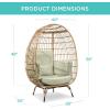 imageBest Choice Products Wicker Egg Chair Oversized Indoor Outdoor Lounger for Patio Backyard Living Room w 4 Cushions Steel Frame 440lb Capacity  IvorySage