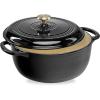 imageBest Choice Products 75 Quart Enamel CastIron Round Dutch Oven Family Style HeavyDuty PreSeasoned Cookware for Home Kitchen Dining Room Oven Safe wLid Dual Handles  Cornflower BlueBlack Licorice