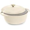 imageBest Choice Products 75 Quart Enamel CastIron Round Dutch Oven Family Style HeavyDuty PreSeasoned Cookware for Home Kitchen Dining Room Oven Safe wLid Dual Handles  Cornflower BlueVanilla Buttercream