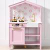 imageBest Choice Products Farmhouse Play Kitchen Toy Wooden Pretend Set for Kids wChalkboard Marble Backdrop Windows Storage Shelves 5 Accessories Included  WhiteRose