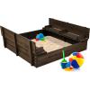 imageBest Choice Products Kids Outdoor Wooden Sandbox Large Cedar Wood with Foldable Bench Seats and Sand Protection Bottom Liner Included  BrownEspresso