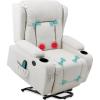 imageBest Choice Products Modern Linen Electric Power Lift Chair Recliner Massage Chair Adjustable Furniture for Back Legs w 3 Positions USB Port Heat Cupholders EasytoReach Button  GrayIvory