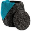 imageBest Choice Products Vintage Multipurpose Hyacinth Storage Basket Plant Dcor Handwoven Organizer Tote for Bedroom Living Room Bathroom wLid  NaturalBlack