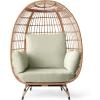 imageBest Choice Products Wicker Egg Chair Oversized Indoor Outdoor Lounger for Patio Backyard Living Room w 4 Cushions Steel Frame 440lb Capacity  IvorySage