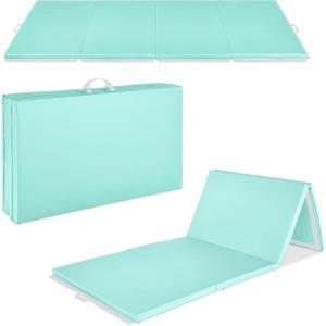 imageBest Choice Products 10ftx4ftx2in Folding Gym Mat 4Panel Exercise Gymnastics Aerobics Workout Fitness Floor Mats wCarrying HandlesAqua