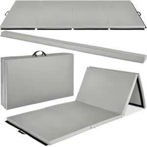 imageBest Choice Products 10ftx4ftx2in Folding Gym Mat 4Panel Exercise Gymnastics Aerobics Workout Fitness Floor Mats wCarrying HandlesGray wBeam