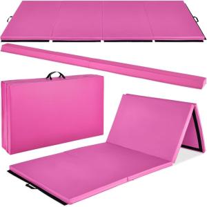 imageBest Choice Products 10ftx4ftx2in Folding Gym Mat 4Panel Exercise Gymnastics Aerobics Workout Fitness Floor Mats wCarrying HandlesPink wBeam