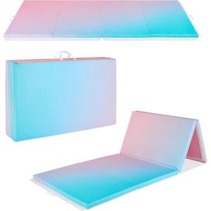 imageBest Choice Products 10ftx4ftx2in Folding Gym Mat 4Panel Exercise Gymnastics Aerobics Workout Fitness Floor Mats wCarrying HandlesRainbow Ombre