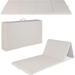 imageBest Choice Products 10ftx4ftx2in Folding Gym Mat 4Panel Exercise Gymnastics Aerobics Workout Fitness Floor Mats wCarrying HandlesSand