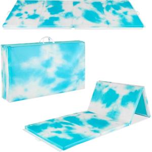 imageBest Choice Products 10ftx4ftx2in Folding Gym Mat 4Panel Exercise Gymnastics Aerobics Workout Fitness Floor Mats wCarrying HandlesTie Dye