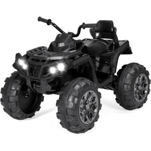 imageBest Choice Products 12V Kids RideOn Electric ATV 4Wheeler Quad Car Toy wBluetooth Audio 37mph Max Speed Treaded Tires LED Headlights Radio  BlackBlack