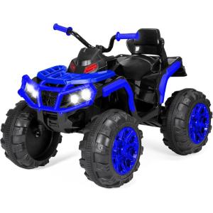 imageBest Choice Products 12V Kids RideOn Electric ATV 4Wheeler Quad Car Toy wBluetooth Audio 37mph Max Speed Treaded Tires LED Headlights Radio  BlackBlue