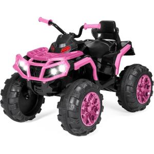 imageBest Choice Products 12V Kids RideOn Electric ATV 4Wheeler Quad Car Toy wBluetooth Audio 37mph Max Speed Treaded Tires LED Headlights Radio  BlackPink