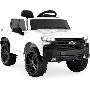 imageBest Choice Products 12V Licensed Chevrolet Silverado Ride On Truck Electric Car Toy wParent Remote Control Truck Bed Storage Bluetooth Speaker LED Lights 25 MPH Max Speed  PinkWhite