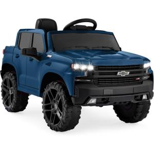 imageBest Choice Products 12V Licensed Chevrolet Silverado Ride On Truck Electric Car Toy wParent Remote Control Truck Bed Storage Bluetooth Speaker LED Lights 25 MPH Max Speed  PinkBlue
