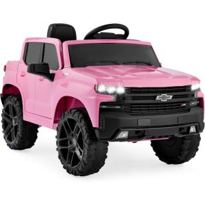 imageBest Choice Products 12V Licensed Chevrolet Silverado Ride On Truck Electric Car Toy wParent Remote Control Truck Bed Storage Bluetooth Speaker LED Lights 25 MPH Max Speed  PinkPink