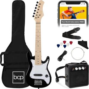 imageBest Choice Products 30in Beginners Electric Guitar Beginner Starter Kit w 5W Amplifier Strap Gig Bag Strings Picks  BlackBlack