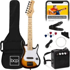 imageBest Choice Products 30in Beginners Electric Guitar Beginner Starter Kit w 5W Amplifier Strap Gig Bag Strings Picks  BlackSunburst