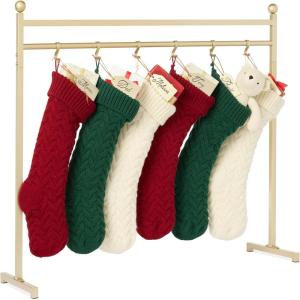 imageBest Choice Products 3ft Christmas Stocking Holder Stand Holiday Dcor Hanger Display for Home Floor Living Room w 8 Reusable Name Tags Chalk Marker 12 Hooks  BlackGold
