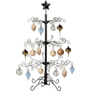 imageBest Choice Products 3ft Wrought Iron Ornament Display Christmas Tree wEasy Assembly and Stand  GoldBlack