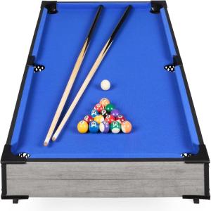 imageBest Choice Products 40in Tabletop Billiard Table Pool Arcade Game Table for Living Room Game Room w 2 Cue Sticks Ball Set Storage BagGray