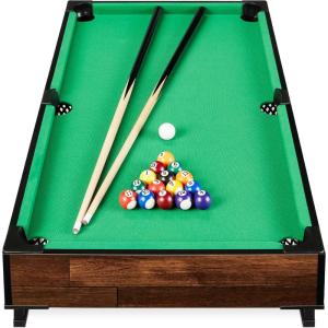 imageBest Choice Products 40in Tabletop Billiard Table Pool Arcade Game Table for Living Room Game Room w 2 Cue Sticks Ball Set Storage BagWalnut