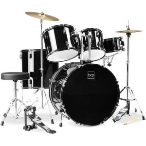 imageBest Choice Products 5Piece Full Size Complete Adult Drum Set wCymbal Stands Stool Drum Pedal Sticks Floor Tom  BlackBlack