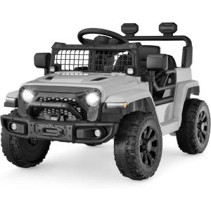 imageBest Choice Products 6V Kids Ride On Toy Mini Truck Electric Play Car wParent Remote Control 4Wheel Suspension LED Lights 2 Speeds Functional Horn 31MPH Max Speed  SandLight Gray