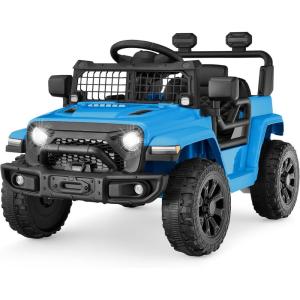 imageBest Choice Products 6V Kids Ride On Toy Mini Truck Electric Play Car wParent Remote Control 4Wheel Suspension LED Lights 2 Speeds Functional Horn 31MPH Max Speed  SandLight Blue