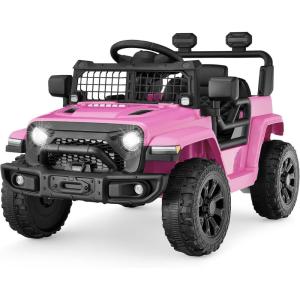 imageBest Choice Products 6V Kids Ride On Toy Mini Truck Electric Play Car wParent Remote Control 4Wheel Suspension LED Lights 2 Speeds Functional Horn 31MPH Max Speed  SandPink