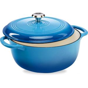 imageBest Choice Products 75 Quart Enamel CastIron Round Dutch Oven Family Style HeavyDuty PreSeasoned Cookware for Home Kitchen Dining Room Oven Safe wLid Dual Handles  Cornflower BlueBlue