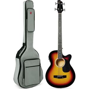 imageBest Choice Products Acoustic Electric Bass Guitar Full Size 4 String Fretted Bass Guitar wPadded Gig Bag  BlueVintage Sunburst