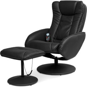 imageBest Choice Products Faux Leather Electric Massage Recliner wStool Footrest Ottoman Remote Control 5 Heat ampamp Massage Modes Side Pockets  BlackBlack