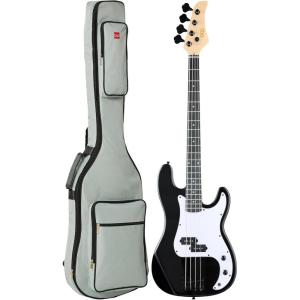 imageBest Choice Products Full Size Beginner 4String Electric Bass Guitar Wooden PBStyle Bass Starter Set wPadded Carrying Case  BlackWhiteBlackWhite