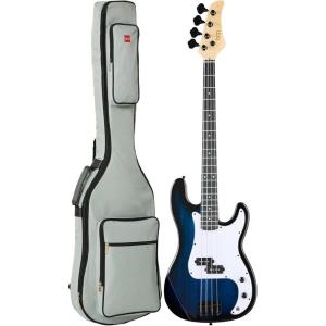 imageBest Choice Products Full Size Beginner 4String Electric Bass Guitar Wooden PBStyle Bass Starter Set wPadded Carrying Case  BlackWhiteHollywood BlueWhite