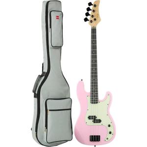 imageBest Choice Products Full Size Beginner 4String Electric Bass Guitar Wooden PBStyle Bass Starter Set wPadded Carrying Case  BlackWhitePinkMint