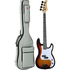 imageBest Choice Products Full Size Beginner 4String Electric Bass Guitar Wooden PBStyle Bass Starter Set wPadded Carrying Case  BlackWhiteSunburstWhite