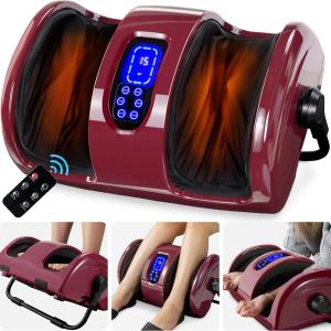 imageBest Choice Products Heated Shiatsu Foot Massager for Pain Relief Plantar Fasciitis Neuropathy Blood Circulation wCompact Design  Satin BlackBurgundy