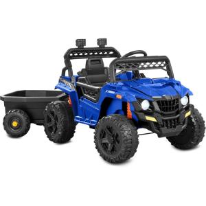 imageBest Choice Products Kids 12V Electric Ride On UTV Car and Trailer wParent Control LED Lights 2 Speeds Bluetooth  PinkBlue