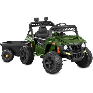 imageBest Choice Products Kids 12V Electric Ride On UTV Car and Trailer wParent Control LED Lights 2 Speeds Bluetooth  PinkGreen