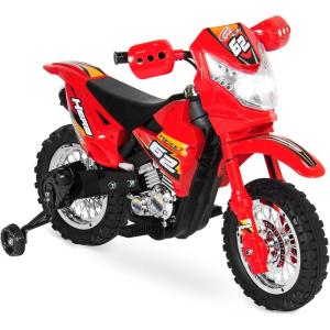 imageBest Choice Products Kids 6V Ride On Motorcycle wTreaded Tires Working Headlights 2mph Top Speed Training Wheels Realistic Sounds Music Battery Charger  OrangeRed